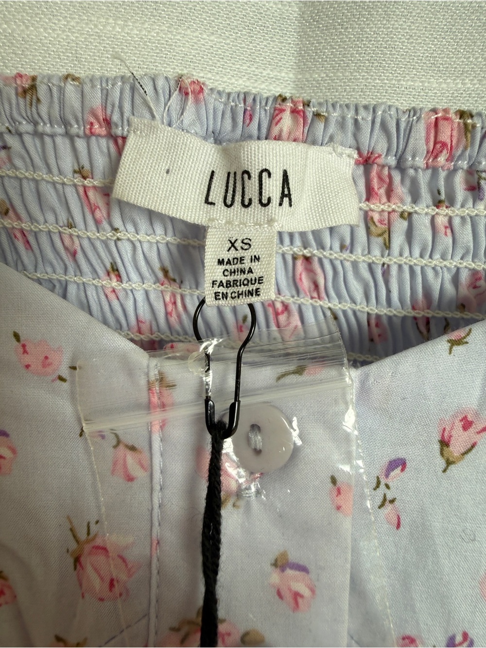 Lucca Los Angeles Blue Pink Floral Puff Sleeve Top Cottagecore | NWT Size XS - Picture 13 of 13